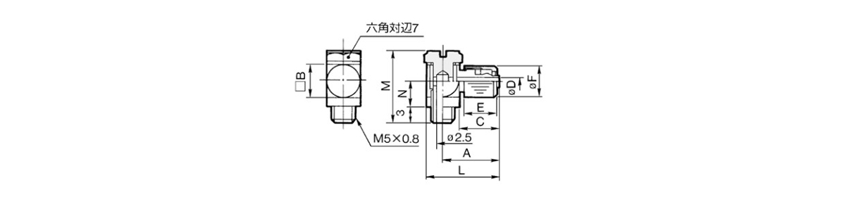 Hose Elbow MS-5HLH-4, -6 outline drawing 