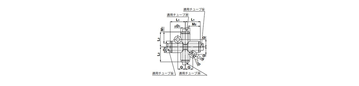 Different Diameter Cross: 10-KQ2TX Outline Drawing 