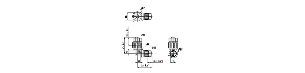 Union Elbow Reducing: LQ3E-R Outline Drawing 