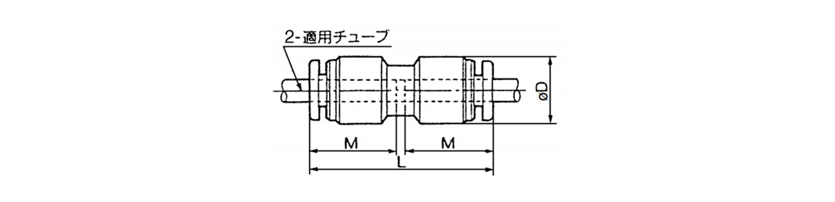 Straight Union: 10-KGH dimensional outline drawing 