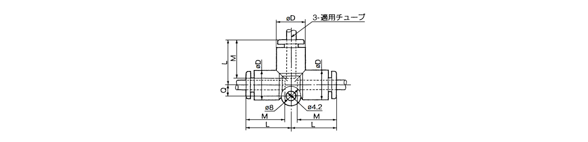 Union Tee: 10-KGT outline drawing 