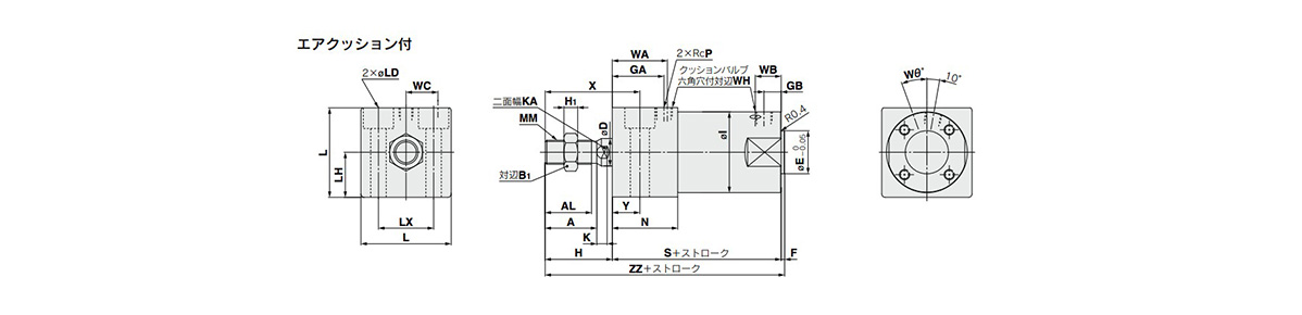 With air cushion dimensional outline drawing / Base mounting diagram