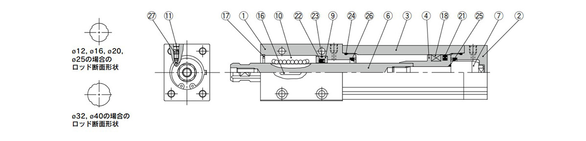 Basic type bore size 12 to 40 mm diagram