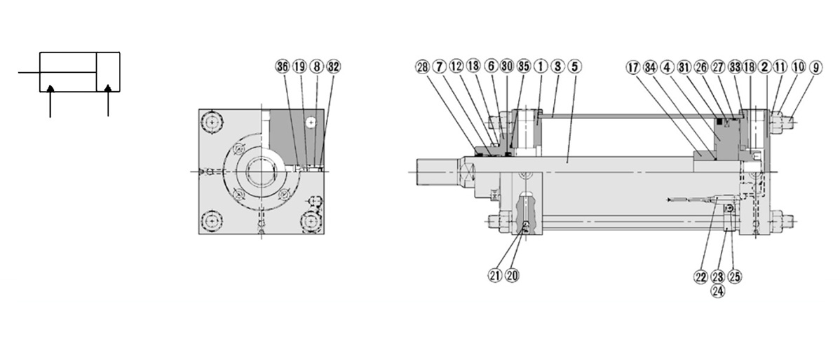 Air-hydro type / ø125 mm, ø140 mm, ø160 mm only diagram