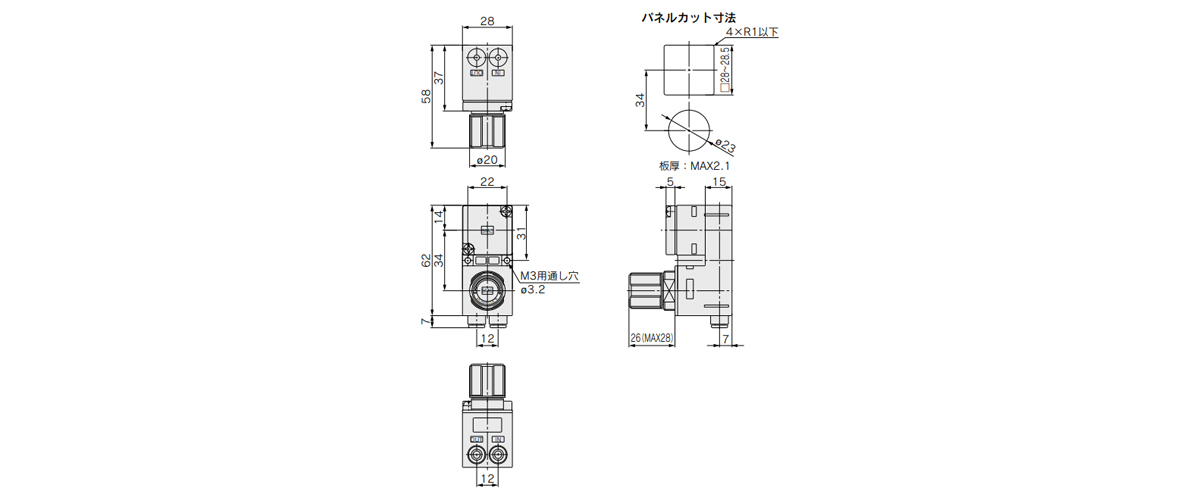 ARM10F1-06/ARM10F1-08 dimensional drawings