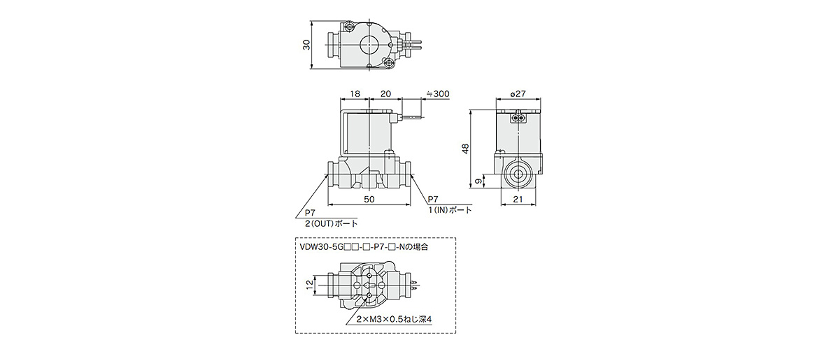 VDW30-□G□□-□-P7 / Quick Fastener P7 dimensional drawing