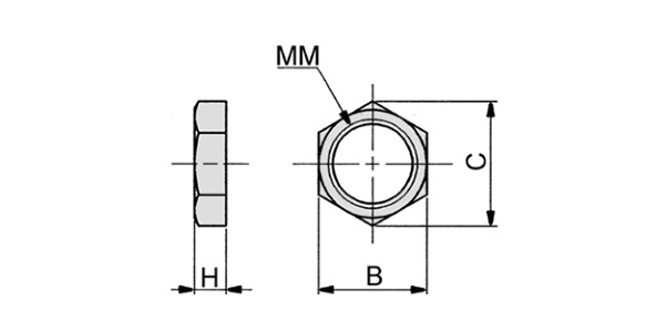 Jam Nut dimensional drawing