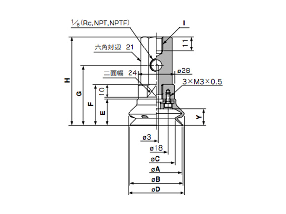 ZPX40 / 50HB□-□01-B□ (female thread) dimensions / structural diagram