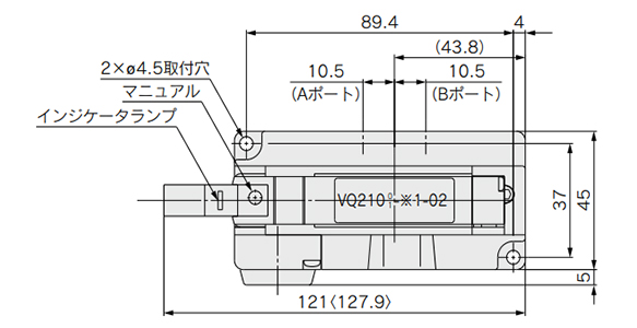 Sub-Plate Single Unit, Compatible With VQ2000 Only, VQ2000 Series dimensional drawing 2