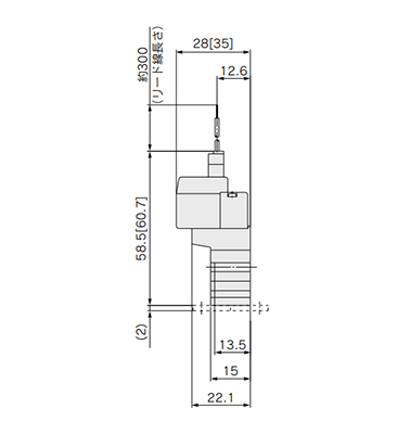 L-type plug connector (L): SYJ3□2-□L□□-M3 dimensional drawing