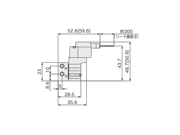 M-type plug connector (M): SYJ3□4-□M□□-M5 dimensional drawing