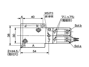 External pilot solenoid type: VEX3421 dimensional drawing