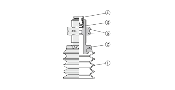 One-touch fitting type (pad with adapter) component configuration