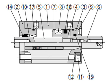 Diagram: with auto switch and built-in magnet, ø20 (20‑mm bore size) / ø25 (25‑mm bore size)