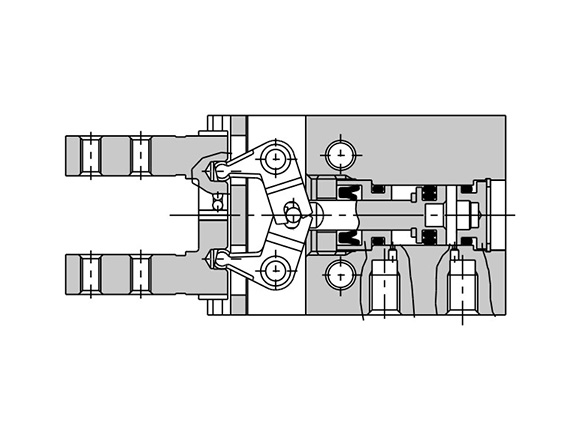 Double acting / with fingers closed structure drawing