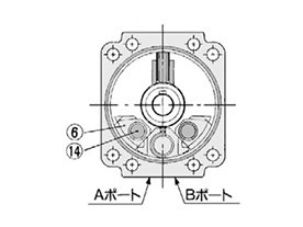 For 180° (top view from long shaft side); single vane structure drawing