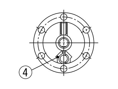 Single vane (for 180°; figure in the middle position) structure drawing