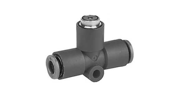 External appearance of valve with push button guard and one-touch fitting