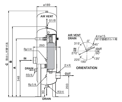 Industrial filter FGE series, drawing 01