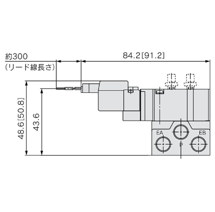 5-port solenoid valve, base mounted, compact body type with built-in throttle valve for VQZ2000, drawing 3