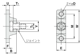 Drawing of type A mounting bracket for Simple Joint Dedicated to Thin Cylinder, CQ2 Series