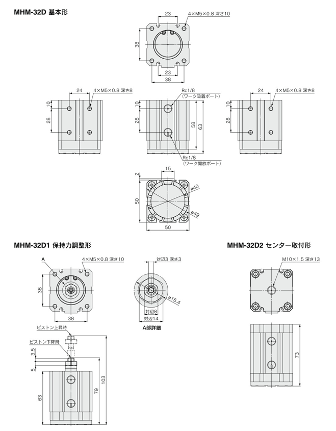 Drawing 3 of magnet gripper MHM series