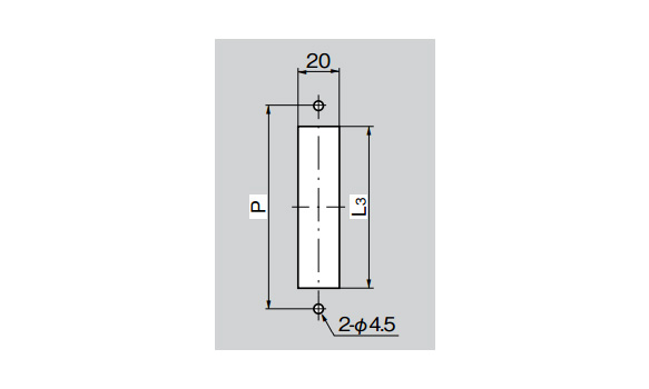 Panel hole drilling dimensions (2-ø4.5 [4.5‑mm diameter])