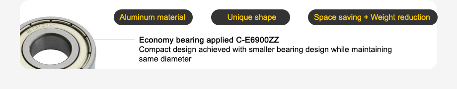 Aluminum material Unique shape Space saving + Lightweight