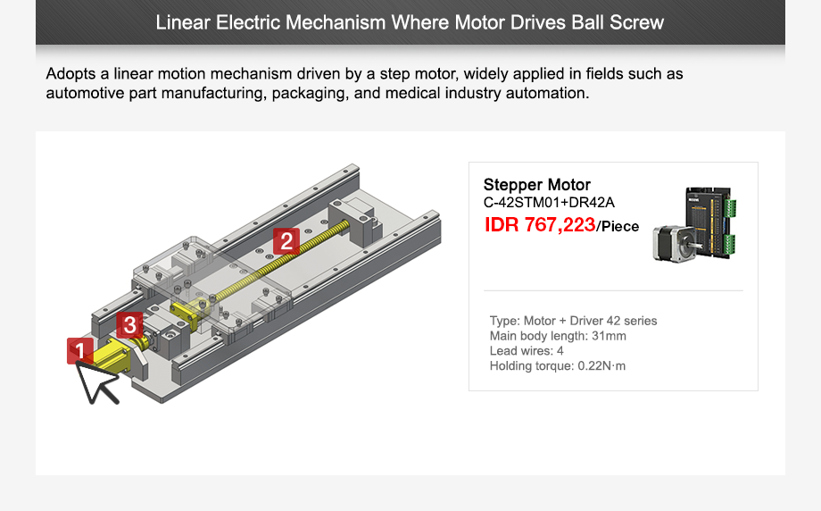 linear electric mechanism where motor drives ball screw