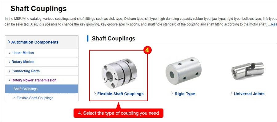 4. Select the type of coupling you need